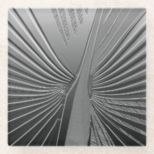 Dessous-de-verre En Verre Palmette de chrome d'art déco