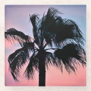 Dessous-de-verre En Verre Palmier tropical au coucher du soleil