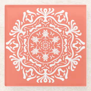 Dessous-de-verre En Verre Papaya Mandala