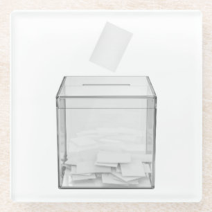 Dessous-de-verre En Verre Papier de vote et urne transparente