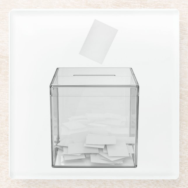 Dessous-de-verre En Verre Papier de vote et urne transparente (Devant)