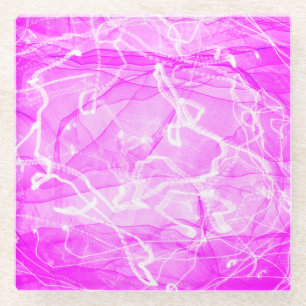 Dessous-de-verre En Verre Papier numérique marbré rose-21643