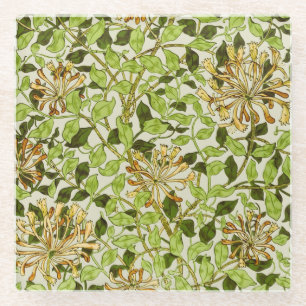 Dessous-de-verre En Verre Papier peint floral Chèvrefeuille miel de William