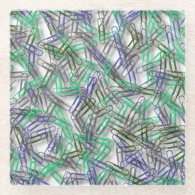 Dessous-de-verre En Verre Papiers verts bleus irréguliers (Devant)