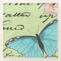 Papillon à ailes bleues sur carte postale Turquois