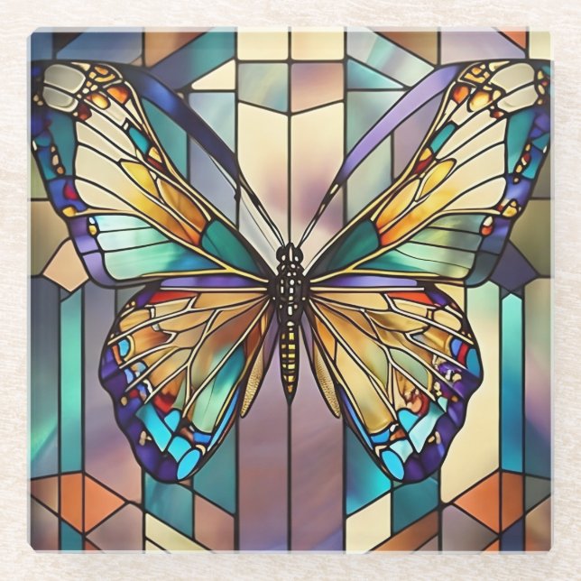 Dessous-de-verre En Verre Papillon en verre tendu (Devant)