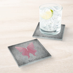 Dessous-de-verre En Verre Papillon rose bijoux