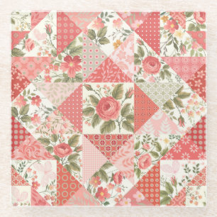 Dessous-de-verre En Verre Papillons rose Patchwork sans couture