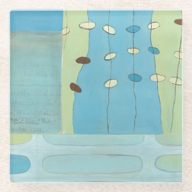 Dessous-de-verre En Verre Parade Abstraite des oeufs bleus (Devant)