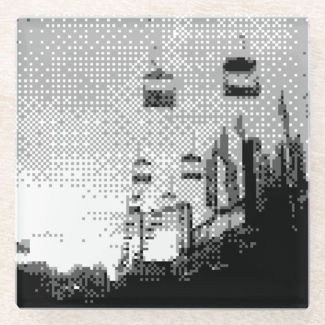 Dessous-de-verre En Verre parc de loisirs pixel art (Devant)