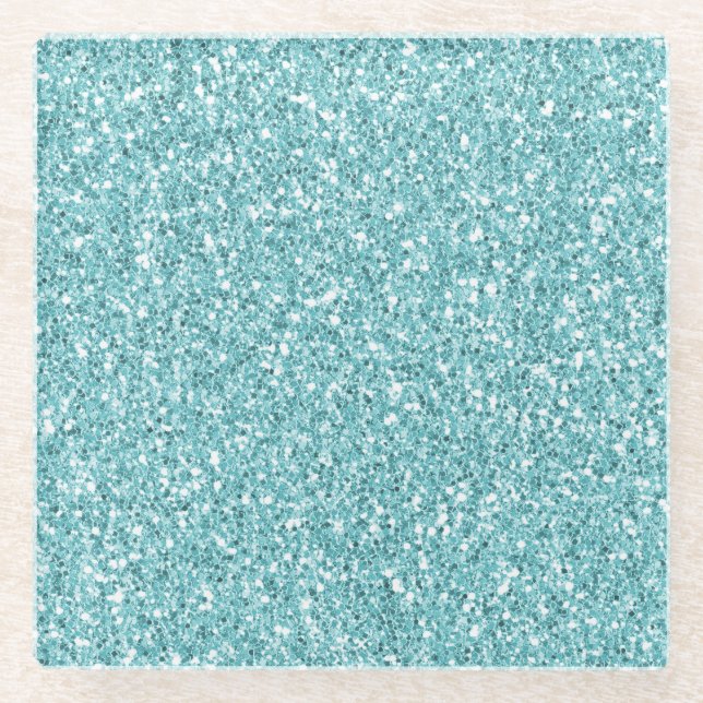 Dessous-de-verre En Verre Parties scintillant Aqua Glitz          (Devant)