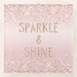 Dessous-de-verre En Verre Parties scintillant brillante rose pâle