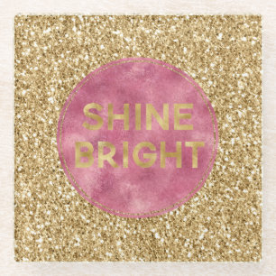 Dessous-de-verre En Verre Parties scintillant dorée rose brillant