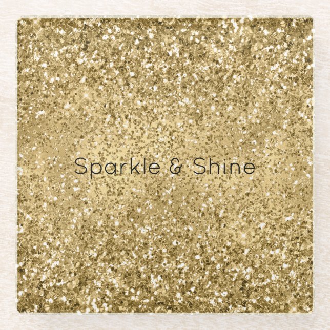 Dessous-de-verre En Verre Parties scintillant Glitzy Gold Glam      (Devant)