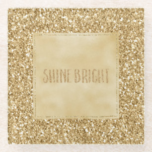 Dessous-de-verre En Verre Parties scintillant Gold Glitz