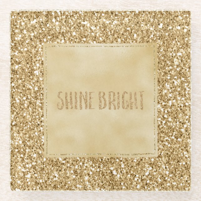 Dessous-de-verre En Verre Parties scintillant Gold Glitz (Devant)