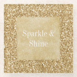 Dessous-de-verre En Verre Parties scintillant Gold Glitz
