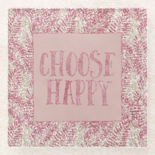 Dessous-de-verre En Verre Parties scintillant rose crème Glitz Feuilles trop