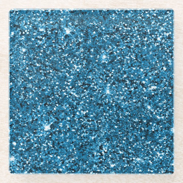 Dessous-de-verre En Verre Parties scintillant turquoise (Devant)