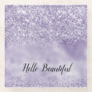 Dessous-de-verre En Verre Parties scintillant violette brillante