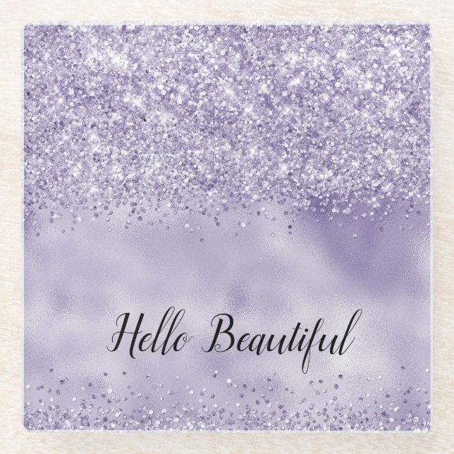 Dessous-de-verre En Verre Parties scintillant violette brillante (Devant)