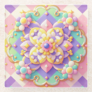 Dessous-de-verre En Verre pastel de printemps/Pâques/princesse coloré
