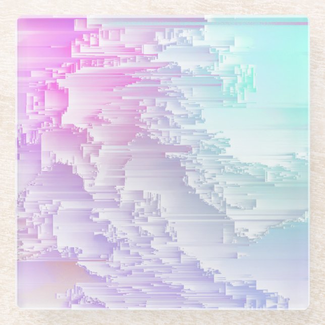 Dessous-de-verre En Verre Pastel Glitch (Devant)