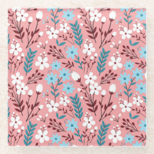Dessous-de-verre En Verre Pastel Rose Floral Motif sans Seamless.