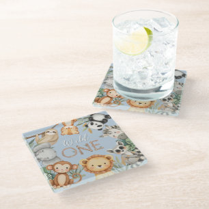 Dessous-de-verre En Verre Pastel Tropical Wild One Jungle Safari Animaux