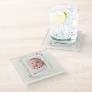 Dessous-de-verre En Verre Pastel Watercolor Floral Empty Photo Frame