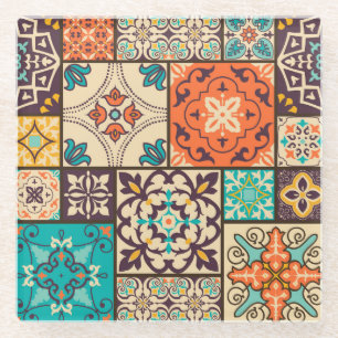 Dessous-de-verre En Verre Patchwork islamique coloré : Carrelage Vintage.