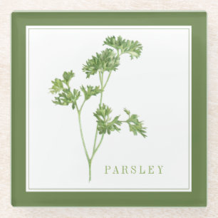 Dessous-de-verre En Verre Pâte de boisson fraîche en verre PARSLEY (+texte) 