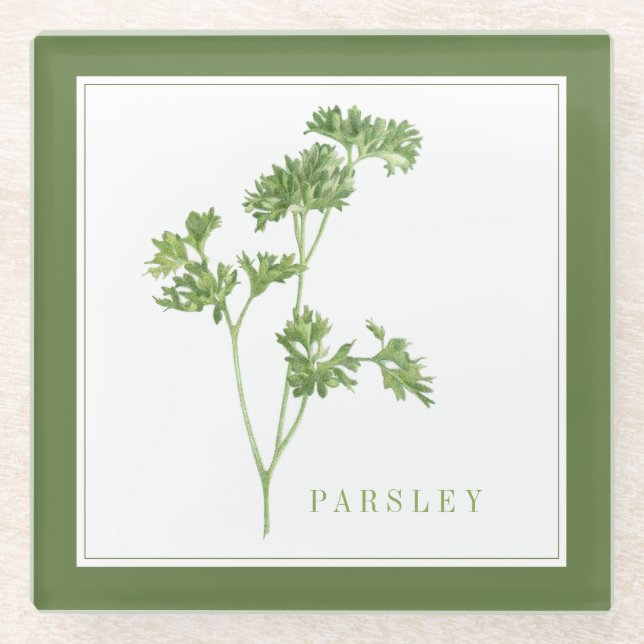 Dessous-de-verre En Verre Pâte de boisson fraîche en verre PARSLEY (+texte)  (Devant)