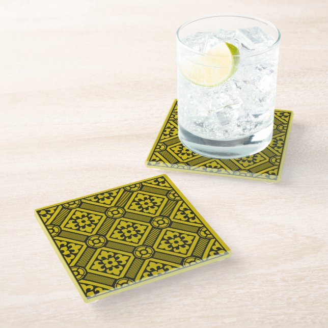 Dessous-de-verre En Verre Pattern de Medieval Yellow (Incliné)