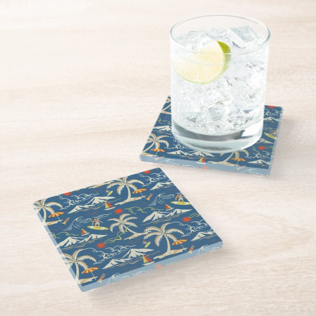 Dessous-de-verre En Verre Patters tropicaux (Incliné)