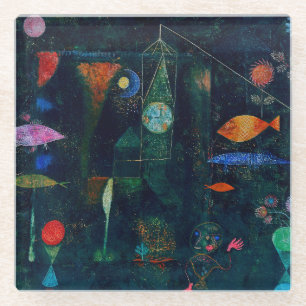 Dessous-de-verre En Verre Paul Klee Fish Magic Peinture Abstraite Art graphi