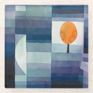 Dessous-de-verre En Verre Paul Klee Messager de l'automne Bleu Moderne Abstr