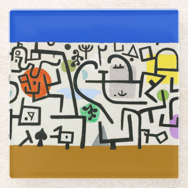 Dessous-de-verre En Verre Paul Klee Rich Harbour Expressionnisme Abstrait (Devant)