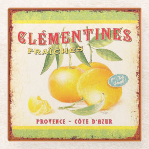 Dessous-de-verre En Verre Pays vintage Publicité Fruit Français