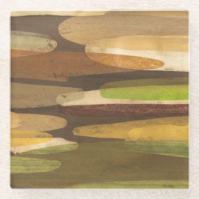 Dessous-de-verre En Verre Paysage Abstrait de ton terrestre (Devant)