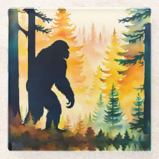 Dessous-de-verre En Verre Paysage d'automne Sasquatch au coucher du soleil