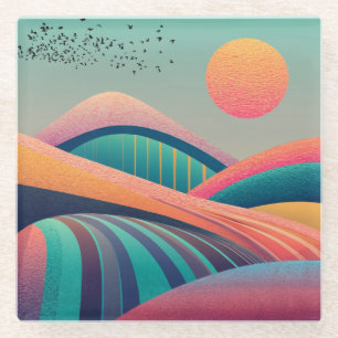 Dessous-de-verre En Verre Paysage des collines du Kaleidoscope