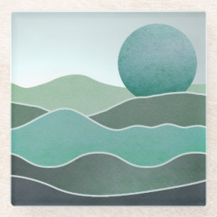 Dessous-de-verre En Verre Paysage du monde Turquoise