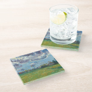 Dessous-de-verre En Verre Paysage sous un ciel orageux Vincent Gogh