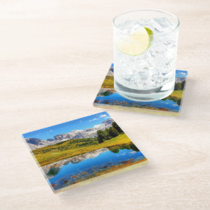 Dessous-de-verre En Verre Paysage verdoyant avec les monts Pond et Snowy