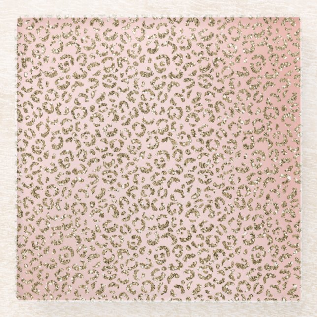 Dessous-de-verre En Verre Peach Blush Parties scintillant rose Empreinte de  (Devant)