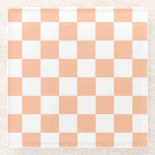 Dessous-de-verre En Verre Peach Fuzz À damiers En vichy Motif