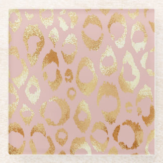 Dessous-de-verre En Verre Peau léopard, texture or rose