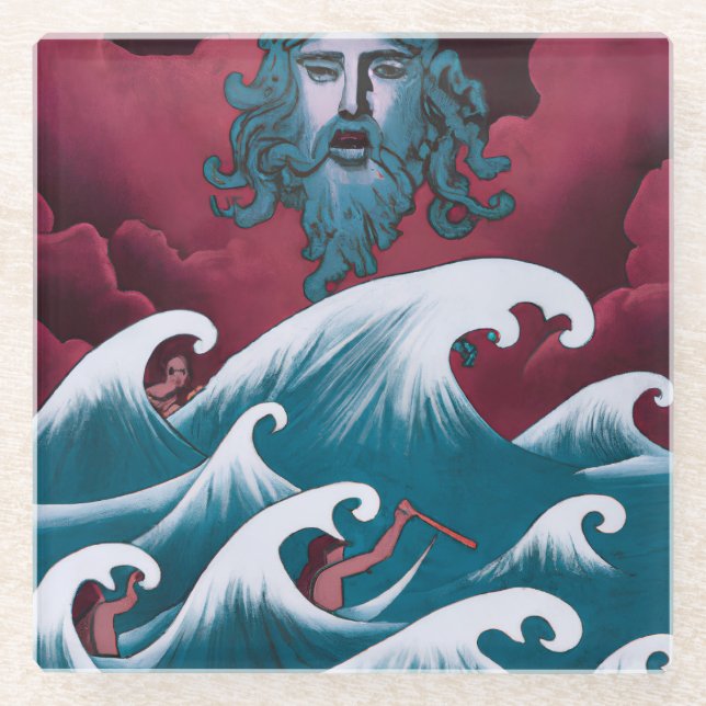 Dessous-de-verre En Verre Peinture à l'huile de Neptune Crimson (Devant)