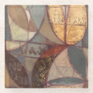 Dessous-de-verre En Verre Peinture abstraite de feuille florale par le